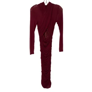 Bardot Aliyah Dress in Burgundy XSmall New Womens Midi Stretch Cocktail thumbnail 4