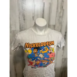Nickelodeon 90s Throwback Graphic T-Shirt Womens Small White Rugrats SpongeBob thumbnail 2