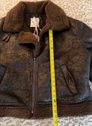 NWT House of CB Brown Vegan Shearling Aviator Jacket Women's Size: L+ thumbnail 9