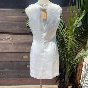 Rihoas White Satin Mini Dress Medium | Bow Detail Bridal Party NWT thumbnail 6