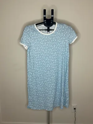 Charter Club Pale Blue & White Floral Relaxed Intimates Sleep Shirt XS thumbnail 2