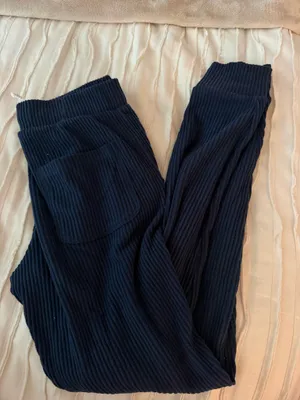 ALO yoga navy blue ribbed sweat set  thumbnail 4