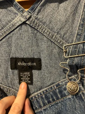 90s Xhilaration raw hem denim short overalls thumbnail 3