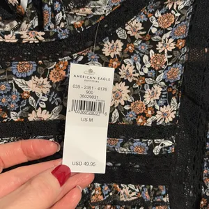 NWT American Eagle Outfitters Floral and Lace Open Back Blouse thumbnail 7