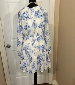 Blue and white floral summer sundress thumbnail 3