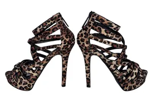 Shiekh Gaze-114 5.5 Hi Heel Color Camel Leopard Velvet thumbnail 1
