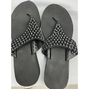 Womans Platform Sandals 10 Thong Style Rhinestone Band Black thumbnail 5