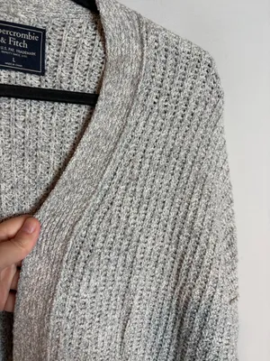 Abercrombie & Fitch grey cable knit sleeve open cardigan sweater thumbnail 2