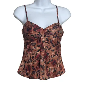 NWOT Aqua Retro Brown Y2k Floral Print Women's Top‎ Size XS thumbnail 3