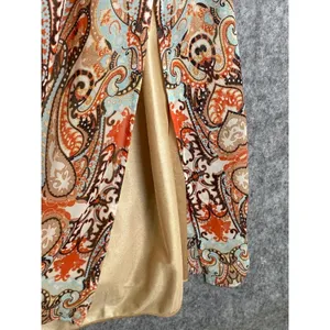 Vintage Tanner 100% Silk Paisley Slip Dress Size 2 Orange Brown Boho thumbnail 6