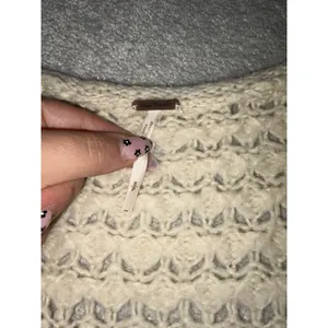 Free People Crashing Waves Scoop Neck Boho Sweater Ivory Wool Blend Chunky Small thumbnail 4