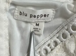 🦢 Blu Pepper Off-White Floral Lace Dress | Women’s Sz Med thumbnail 12