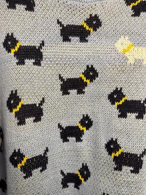 Stranger things no boundaries large light blue sweater new novelty dog print thumbnail 5