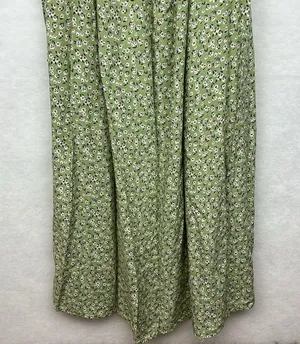 Herperus Tie Front Floral Maxi Dress Sz M Spaghettis Straps Green thumbnail 2