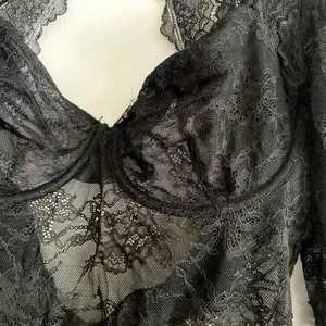 Victoria’s Secret Black Lace Lingerie Body Suit, Long Sleeve, Thong Style, NWT thumbnail 4