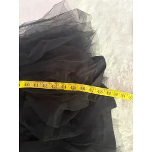 Lulus Flawless Aura Black Tulle Puff Sleeve Ruffled Midi Dress Size XL Formal thumbnail 8