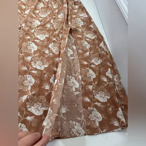 Pink Lily 100% viscose Strapless Floral Dress - Brown and Cream thumbnail 6