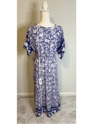 Women's Camisa Blue & White Floral Maxi Dress M-L thumbnail 5