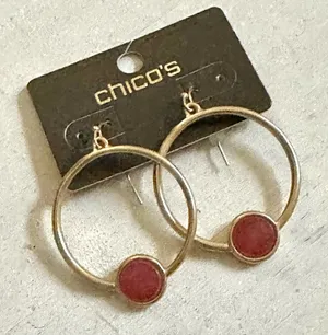 Chico’s Brooklyn gold tone and red earrings thumbnail 1