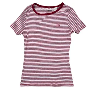 Levis The Perfect Tee Shirt Striped Ringer Short Sleeve Womens size XS Red thumbnail 2