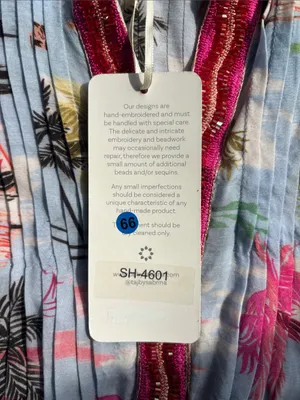 NWT TAJ by Sabrina Crippa Light Blue Tropical V-Neck Two-Piece Set Sz S Luxury thumbnail 4