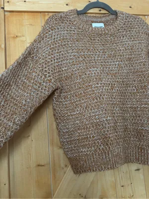 Abercrombie & Fitch Chunky Knit‎ Crewneck Sweater Brown White Size S Oversized thumbnail 3