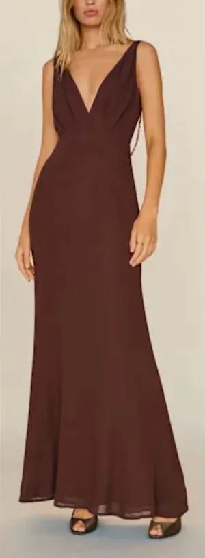 NEW Reformation plus Camille Rowe Hugo low back Mahogany gown sz 0 thumbnail 1