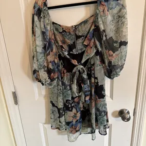 Promesa Blooming Belle Small Floral Chiffon Babydoll Mini Dress Midnight‎ NWT thumbnail 5