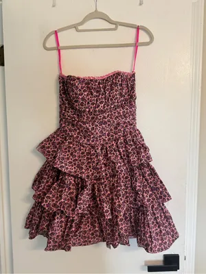Betsey Johnson Pink Floral Tiered Ruffle Dress thumbnail 1