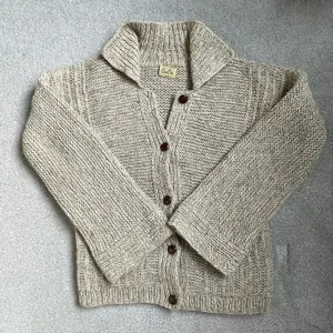Casa Chia Vtg. 100% Wool Cardigan Sweater Bell Sleeves Cottagecore Beige Size L thumbnail 1