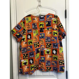 ScrubStar Halloween Scrub Top XL Ghost Pumpkin Black Cat Nurse Cotton Fun thumbnail 11