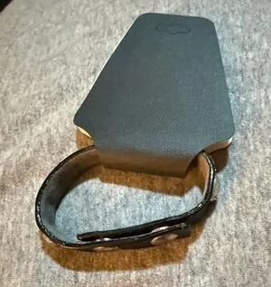 Black Leather Bracelet with Silver Clasp thumbnail 1