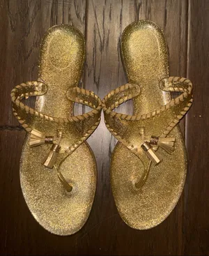 Jack Rogers Gold Glitter Braided Tassel Women's Sandals Size 7 thumbnail 1