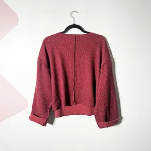Urban Outfitters Sweater Medium Burgundy Ribbed Boxy Oversized thumbnail 3