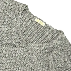 AZZ Fashion Wear Gray Marl Chunky Knit V-Neck Sweater Women Size L Popcorn Knit thumbnail 2