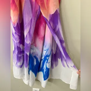 Natori Floral Watercolor Layered Sleeveless Slip Dress Women's Size Medium thumbnail 10