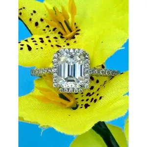 2 carat Moissanite Triangular Cut Ring with Moissanite Accents Size 7 thumbnail 5