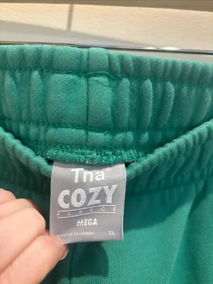 Aritzia Tna Cargo Sweatpants Green Comfy Fleece Size XL thumbnail 4