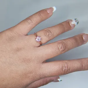 1ct Pink Moissanite, Rosegold. Size 6 thumbnail 7
