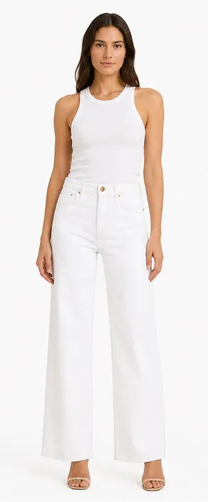 FRAME Denim Women’s 24 White High Rise Wide Leg Flare Jeans Made USA Barneys thumbnail 1