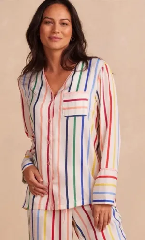 Summersalt The Cloud‎ 9 Silky Striped Pajama Top size large lounge casual sleep thumbnail 1