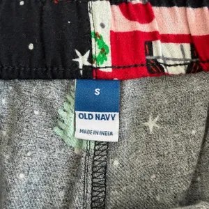 Old Navy black‎ Christmas holiday pull on drawstring fleece pajama shorts small thumbnail 4