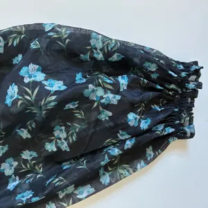 Lulus Black Blue Floral Puff Sleeve Square Neck Babydoll Mini Dress Medium‎ thumbnail 7