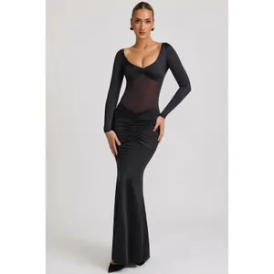 Oh Polly Alila‎ Bow-Detail Ruched Maxi DressNWT Size US 4 Black thumbnail 3