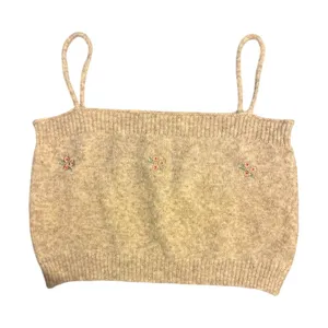 Bohme Beige Knit Tank Top Floral Embroidery Size Medium thumbnail 2