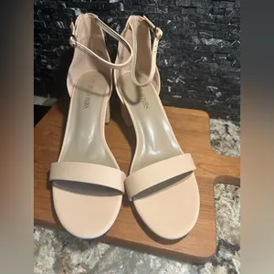 Dream Paris Size 10 Nude Open Tor Pump Ankle Strap Chunky Heel Sandal thumbnail 4
