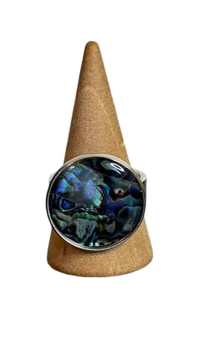 Silver Abalone Shell Ring | Size 8 | Waterproof & Tarnish Resistant thumbnail 1