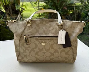 Coach 79998 Beige Signature Coated Canvas Prairie Satchel No Shoulder Strap thumbnail 1