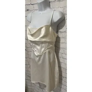NWT Zara satin corset white Silky Mini dress Spaghetti Strap size small thumbnail 4