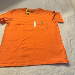 Carhartt Women Loose Fit Heavyweight Short-Sleeve Pocket T-Shirt XLBright Orange thumbnail 1